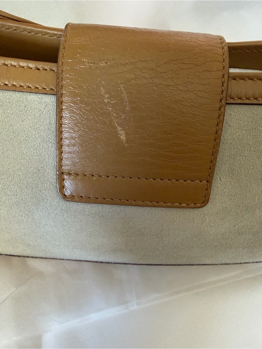 Gucci Vintage Tiger Head Chain Shoulder Bag Beige Suede Tan Leather Tom Ford Era - Thumbnail 10