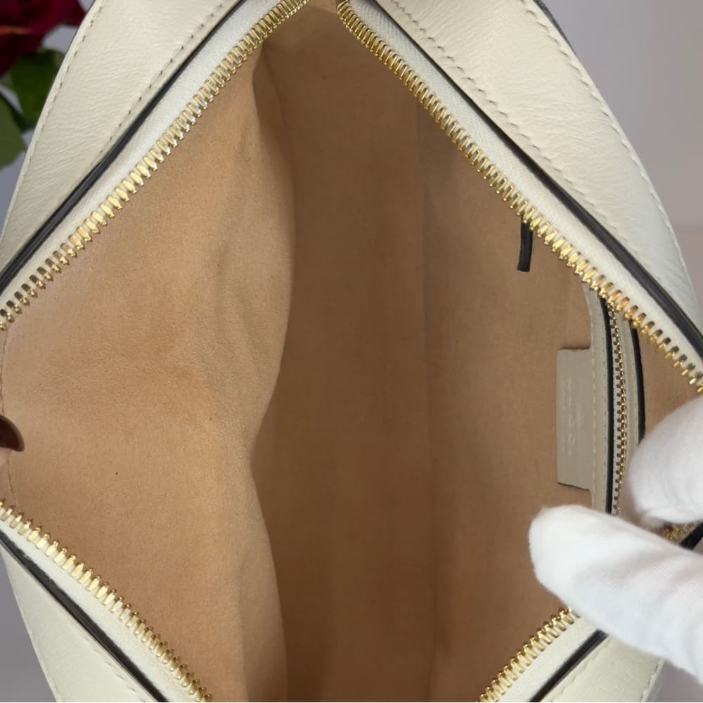 GUCCI Horsebit 1955 Ivory Brown GG Supreme Leather Crossbody Shoulder Bag + COA - Thumbnail 11