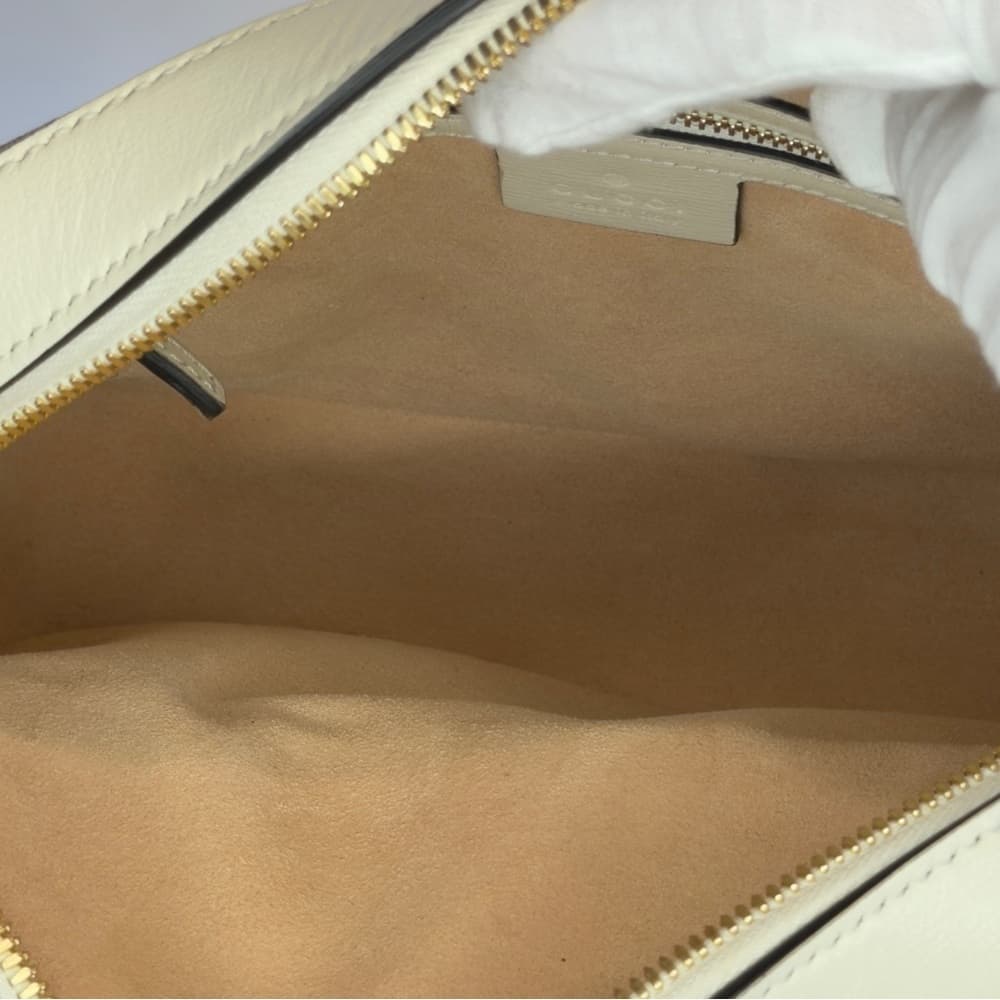 GUCCI Horsebit 1955 Ivory Brown GG Supreme Leather Crossbody Shoulder Bag + COA - Thumbnail 12