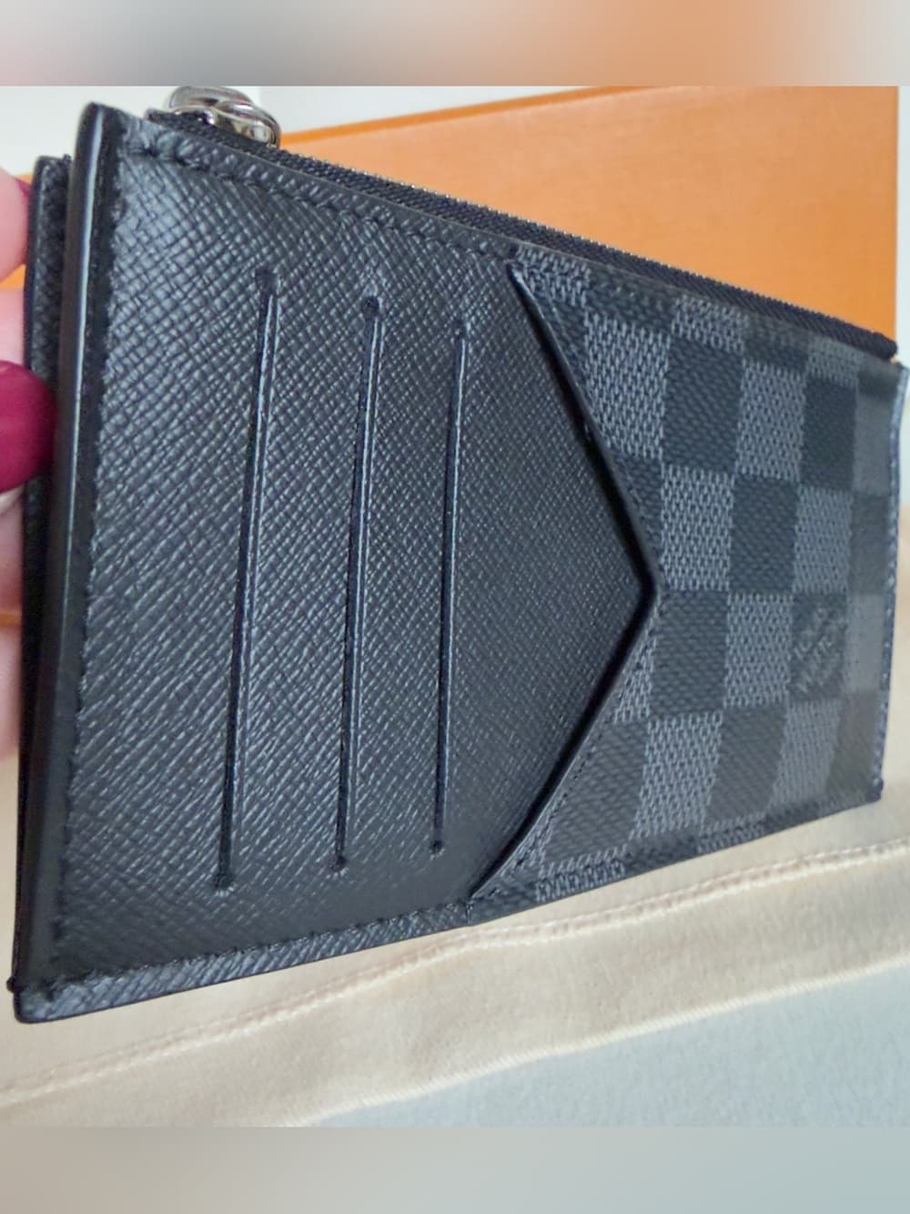 Louis Vuitton Damier Graphite Coin Card Holder Zipper Card Wallet Box & Dust Bag - Thumbnail 11