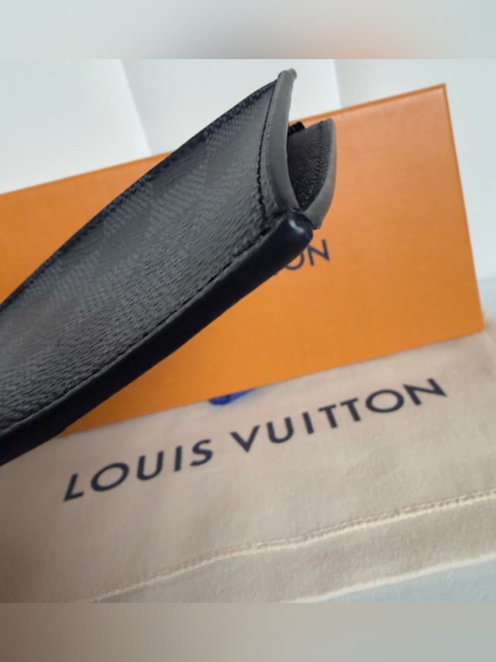Louis Vuitton Damier Graphite Coin Card Holder Zipper Card Wallet Box & Dust Bag - Thumbnail 9