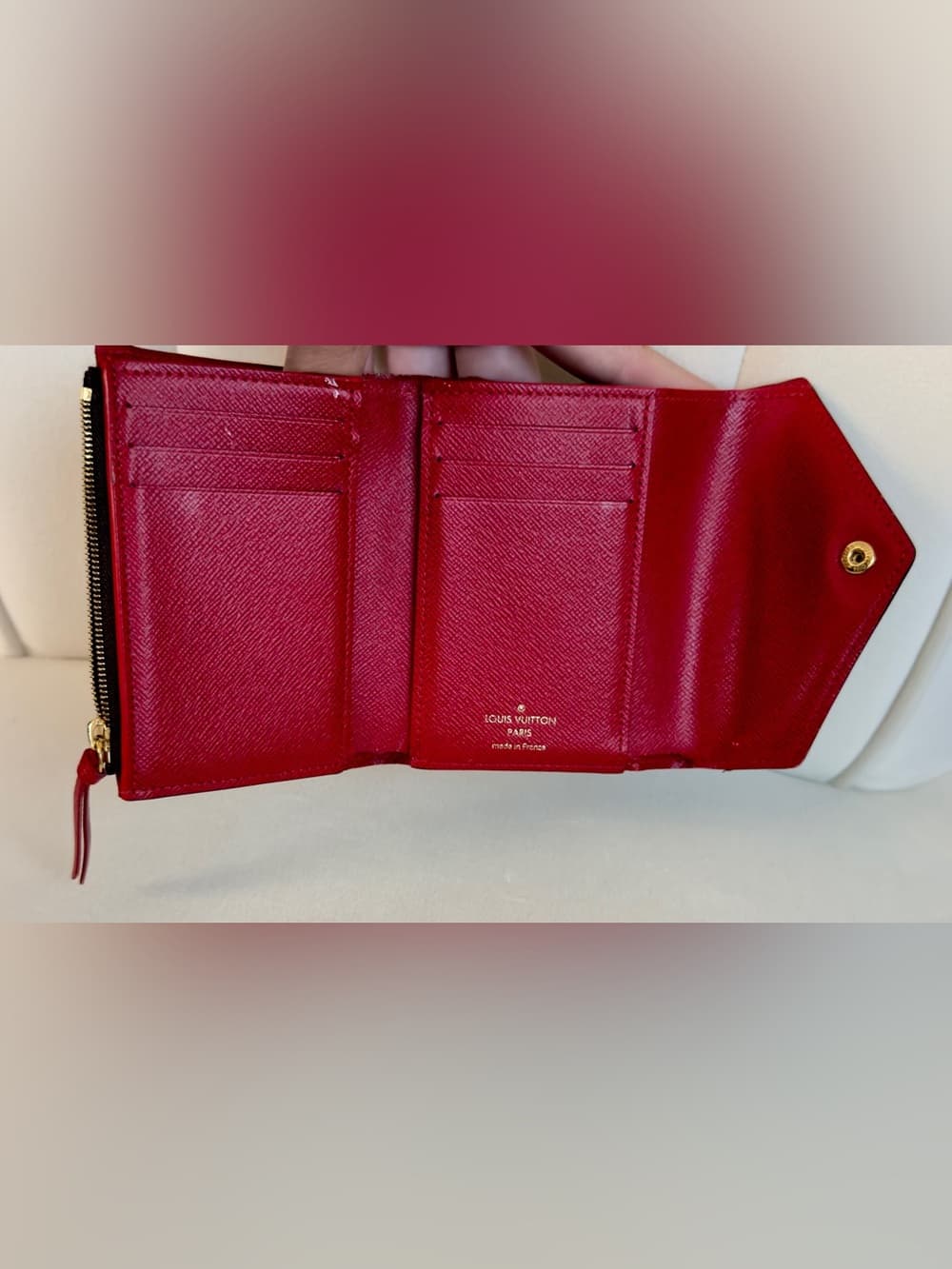 Louis Vuitton Victorine Wallet Damier Ebene Cerise Red RFID 2022 w Box Dust Bag - Thumbnail 7