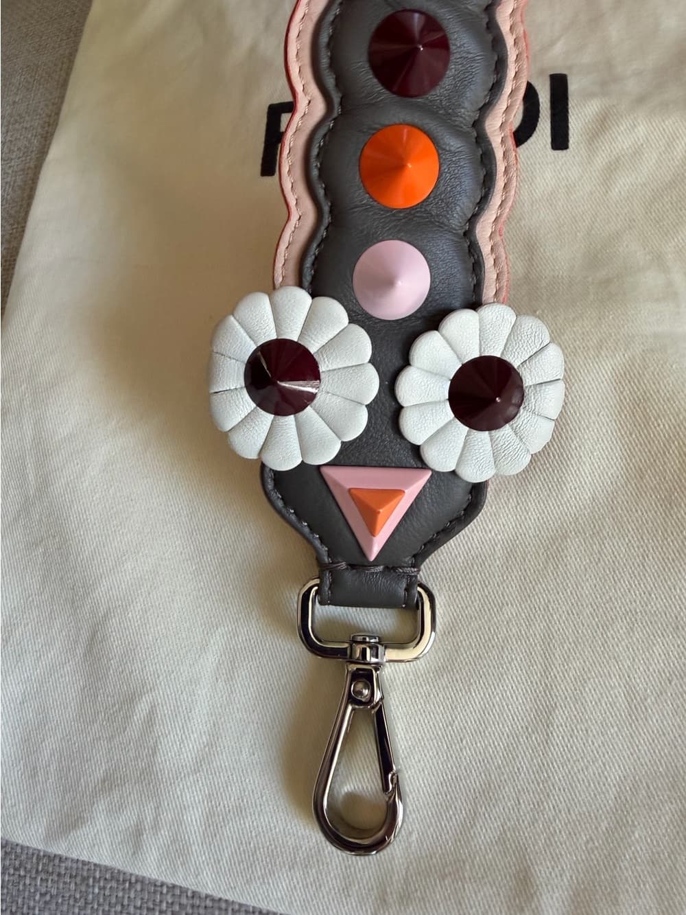 Fendi Shoulder Bag Strap You Floral Studded Scalloped Leather Handbag Strap - Thumbnail 2