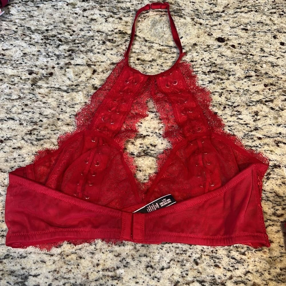 ❤️ EUC VICTORIAS SECRET 2 Bras - front zip corset bra 36D and Red soft bra L - Thumbnail 5