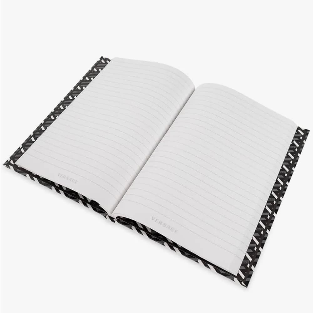 NEW VERSACE Signature Graphic Greca Print Black & White Notebook Table Decor - Thumbnail 3