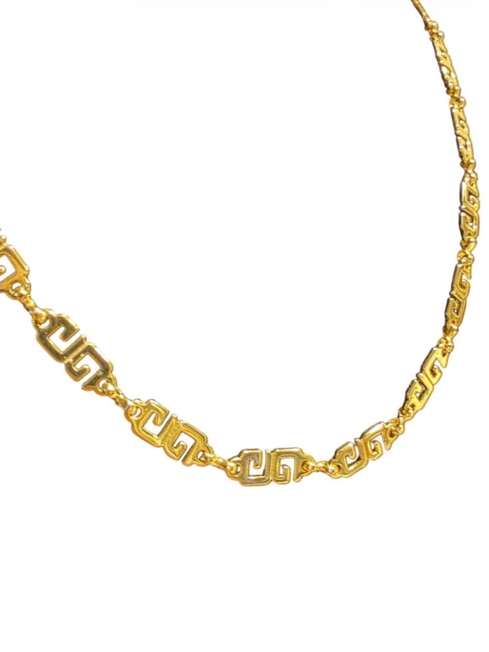 GIVENCHY Vintage Gold Plated Double G Greek Key Link Choker Necklace Stamp Paris - Thumbnail 2