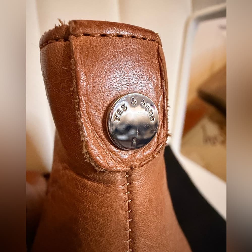 Rag & Bone Margot Cognac Tan Brown Leather Ankle Booties size EU 38.5 - Thumbnail 5