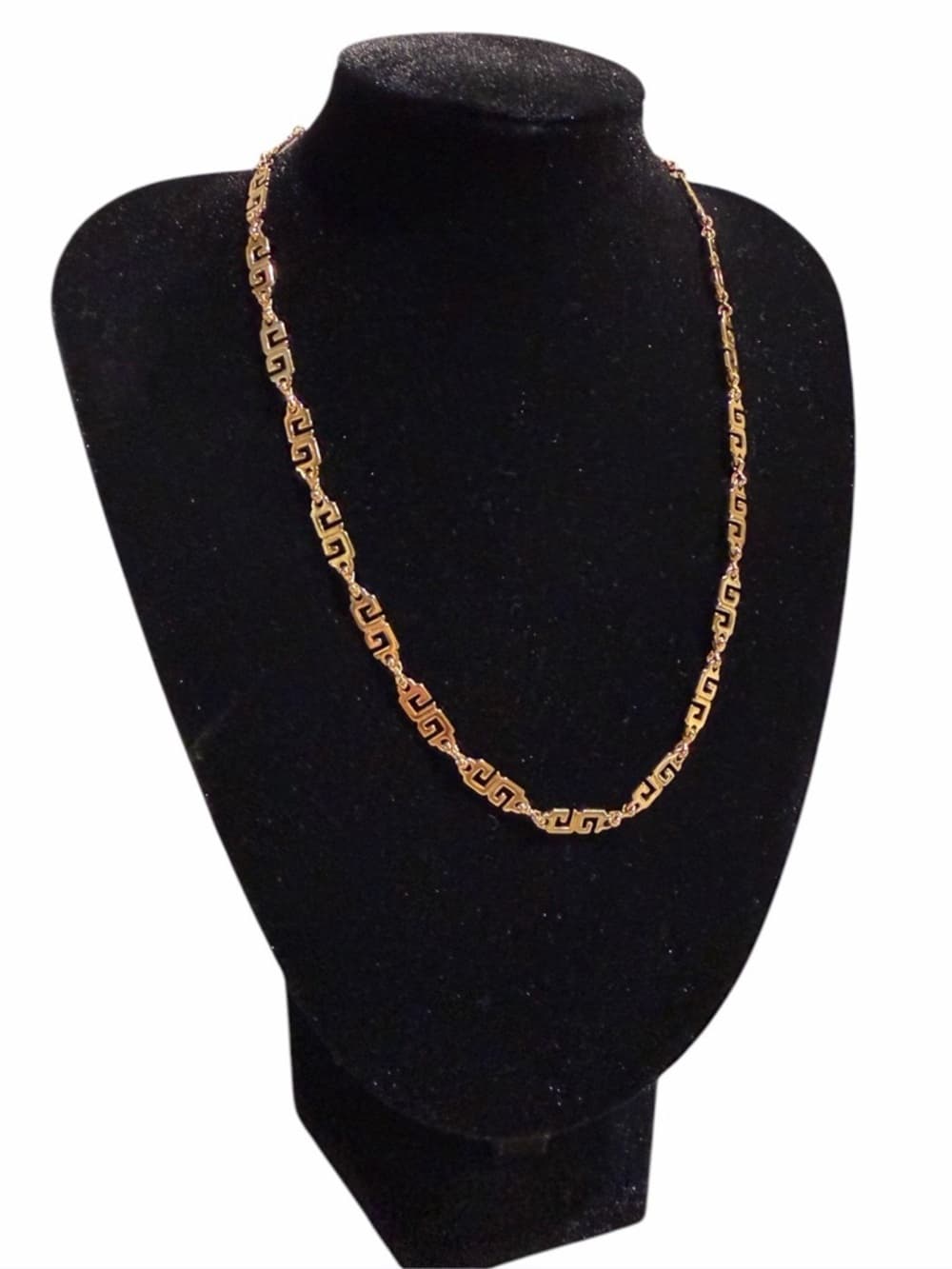 GIVENCHY Vintage Gold Plated Double G Greek Key Link Choker Necklace Stamp Paris - Thumbnail 4