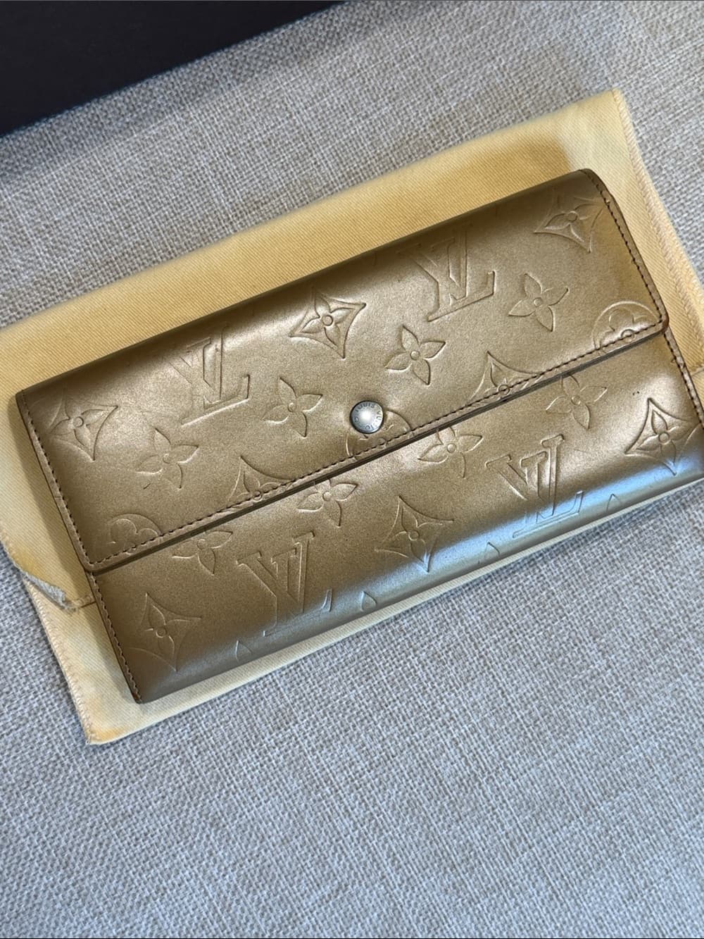 LOUIS VUITTON MONOGRAM MATTE Vernis BRONZE LONG WALLET Rare Finish w Box & Dusty - Thumbnail 2