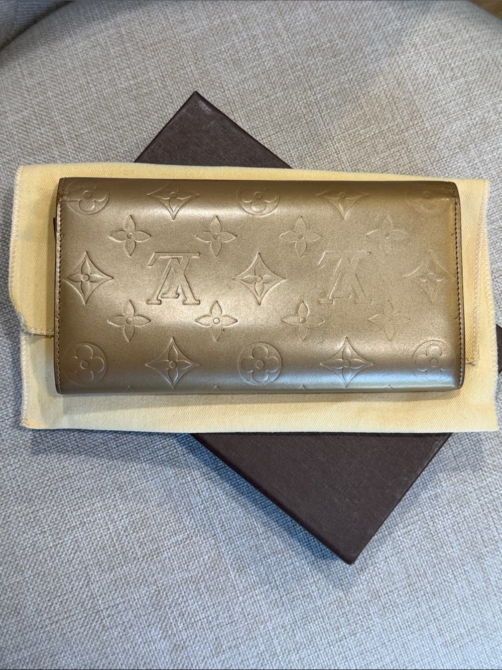 LOUIS VUITTON MONOGRAM MATTE Vernis BRONZE LONG WALLET Rare Finish w Box & Dusty - Thumbnail 3