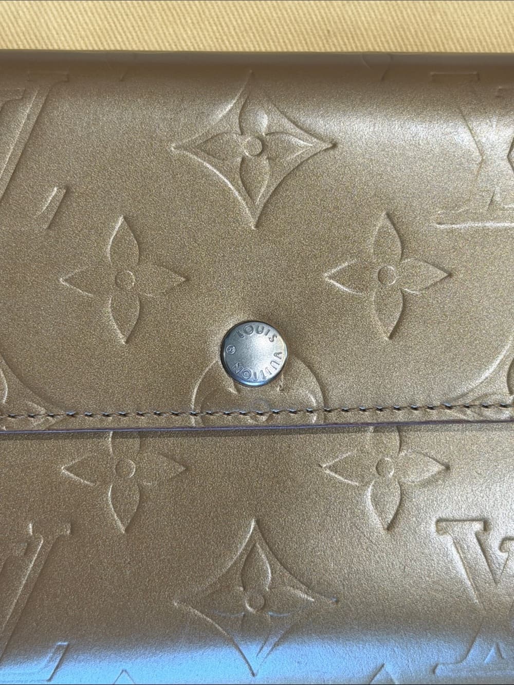 LOUIS VUITTON MONOGRAM MATTE Vernis BRONZE LONG WALLET Rare Finish w Box & Dusty - Thumbnail 4