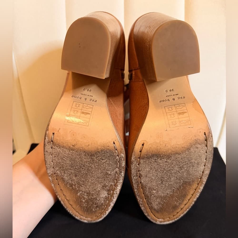 Rag & Bone Margot Cognac Tan Brown Leather Ankle Booties size EU 38.5 - Thumbnail 8