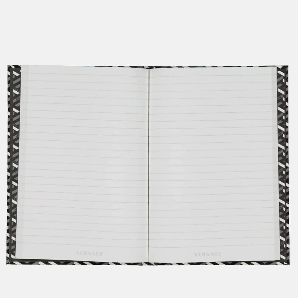 NEW VERSACE Signature Graphic Greca Print Black & White Notebook Table Decor - Thumbnail 5