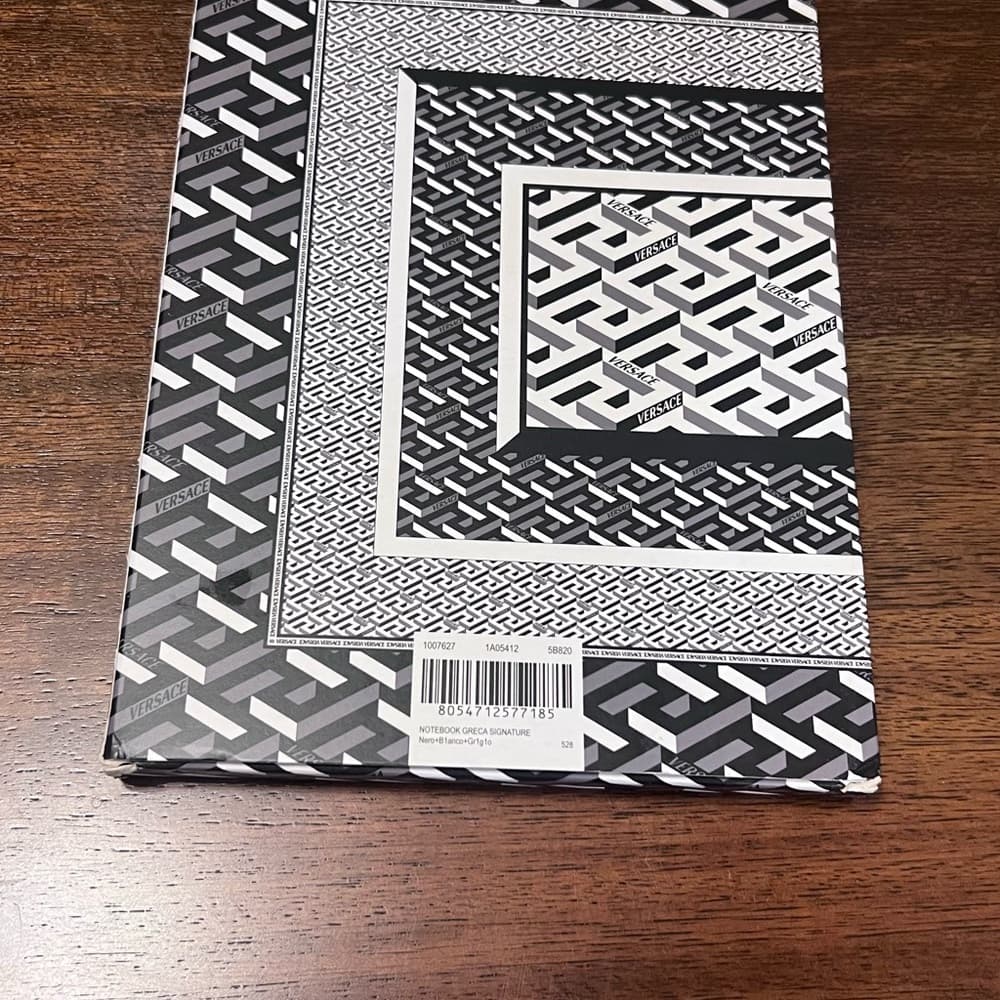 NEW VERSACE Signature Graphic Greca Print Black & White Notebook Table Decor - Thumbnail 9