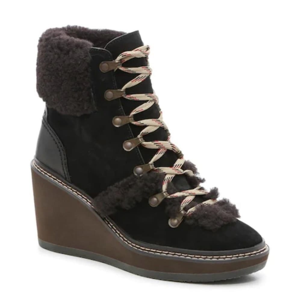 NEW See by CHLOÉ Chocolate Brown Wedge SHEARLING Fur Winter Hiking Booties EU 41 - Thumbnail 2
