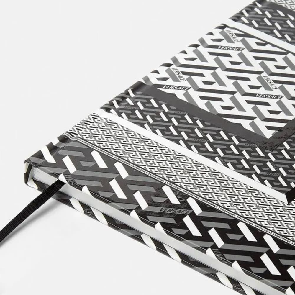 NEW VERSACE Signature Graphic Greca Print Black & White Notebook Table Decor - Thumbnail 4