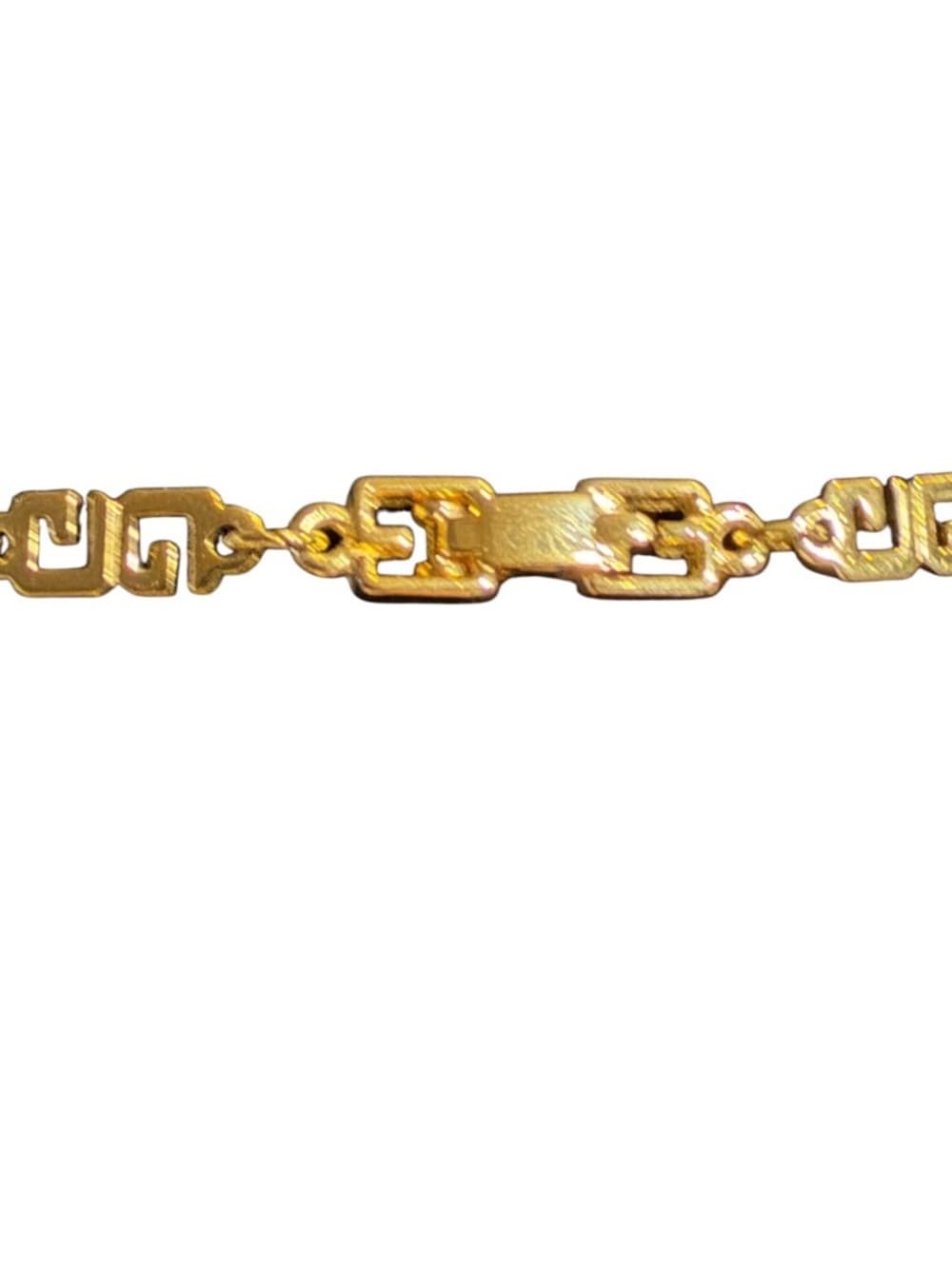 GIVENCHY Vintage Gold Plated Double G Greek Key Link Choker Necklace Stamp Paris - Thumbnail 8