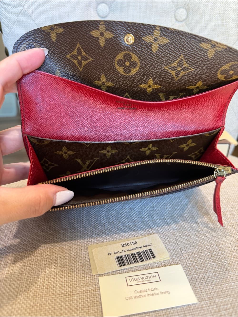 LOUIS VUITTON Portefeuille EMILIE WALLET MONOGRAM CANVAS ROUGE RED Box Dust Bag - Thumbnail 9