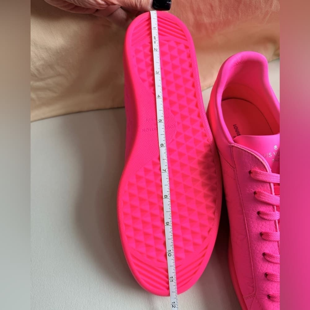 Louis Vuitton Luxembourg Monogram Embossed Pink Leather Sneakers Men’s 8.5 RARE - Thumbnail 7