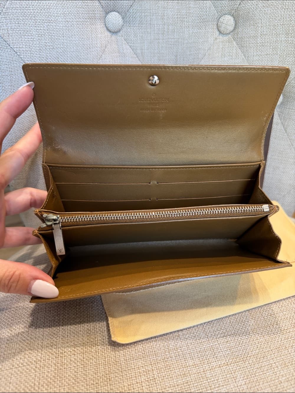 LOUIS VUITTON MONOGRAM MATTE Vernis BRONZE LONG WALLET Rare Finish w Box & Dusty - Thumbnail 5