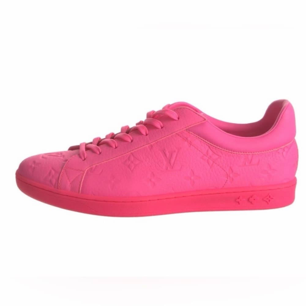 Louis Vuitton Luxembourg Monogram Embossed Pink Leather Sneakers Men’s 8.5 RARE - Thumbnail 5