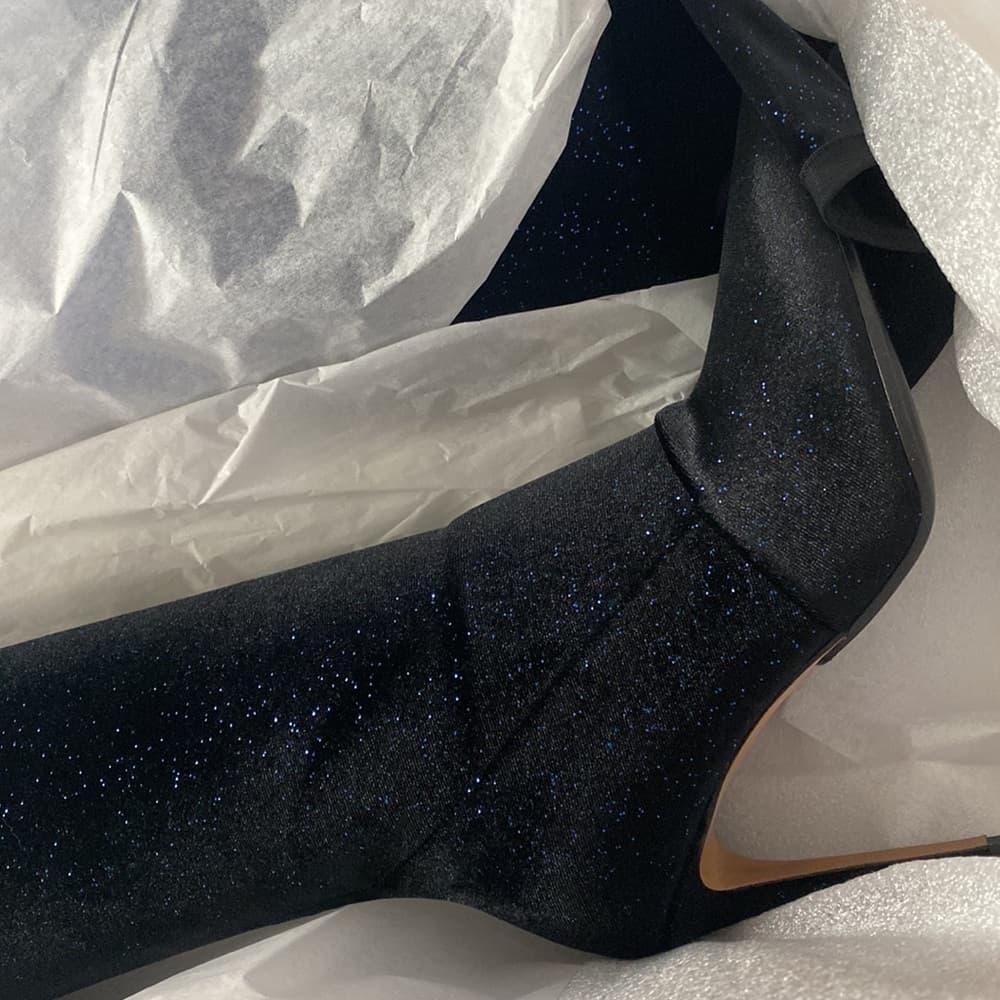 NEW BALMAIN AMAZONE Tall Thigh High Black Velvet Leather Boots EU 39.5 - Thumbnail 5