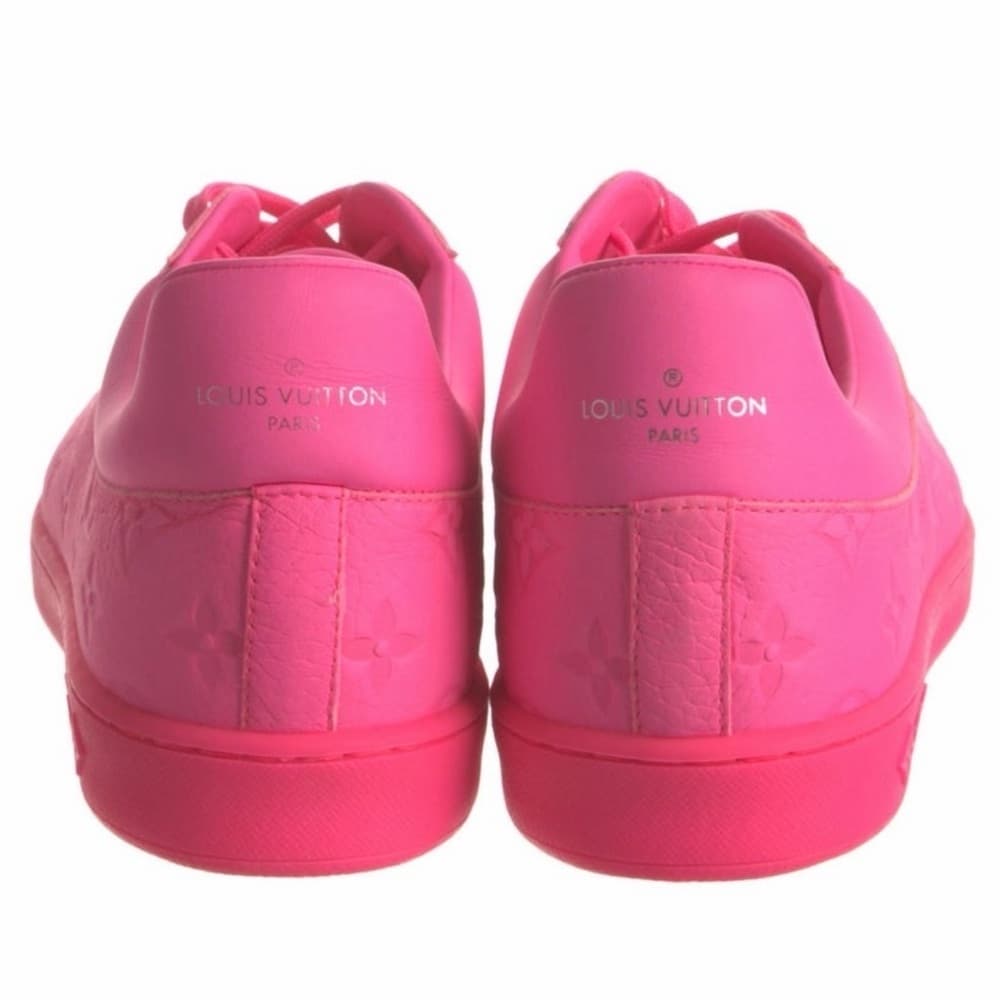 Louis Vuitton Luxembourg Monogram Embossed Pink Leather Sneakers Men’s 8.5 RARE - Thumbnail 3