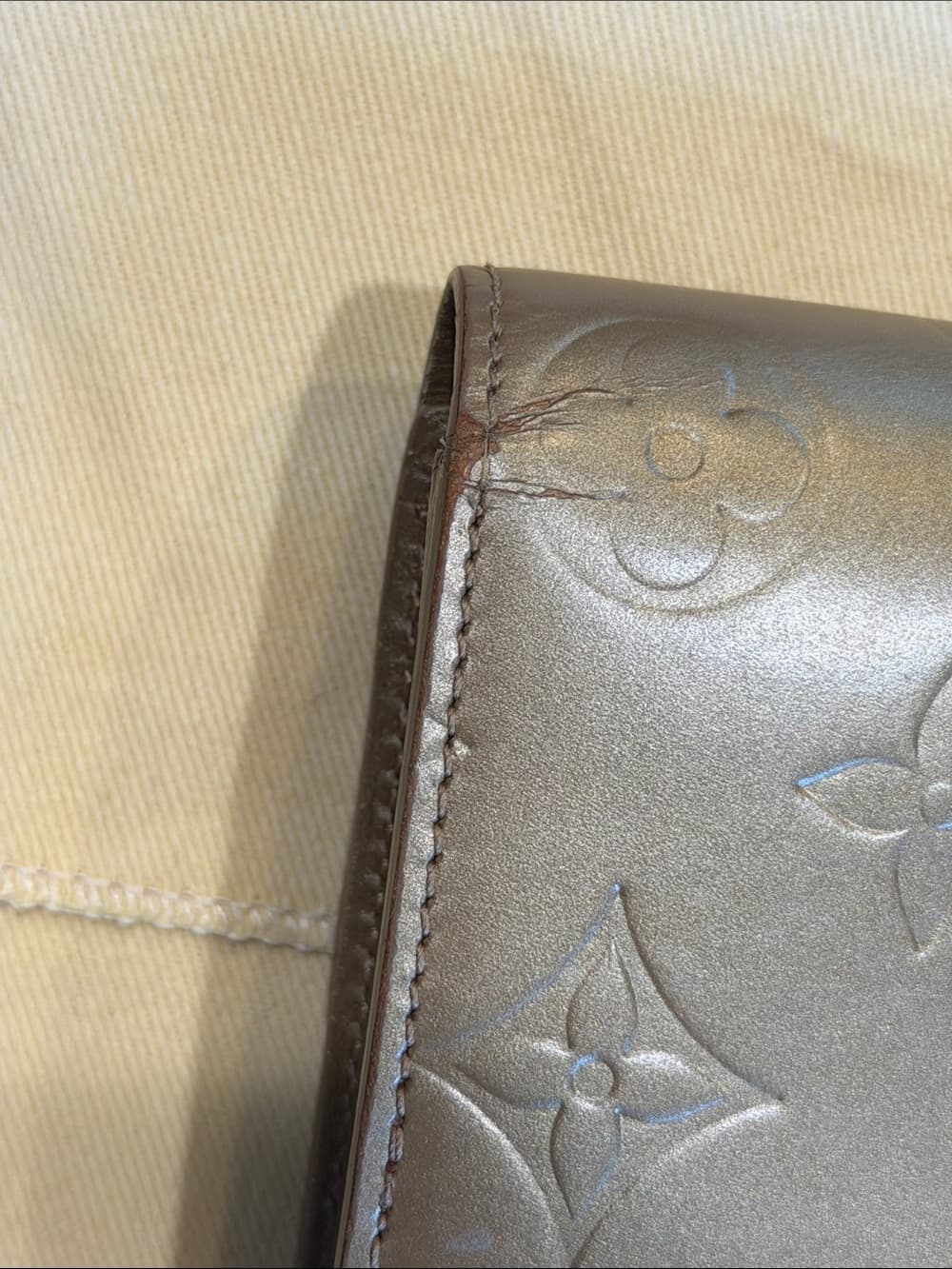 LOUIS VUITTON MONOGRAM MATTE Vernis BRONZE LONG WALLET Rare Finish w Box & Dusty - Thumbnail 11