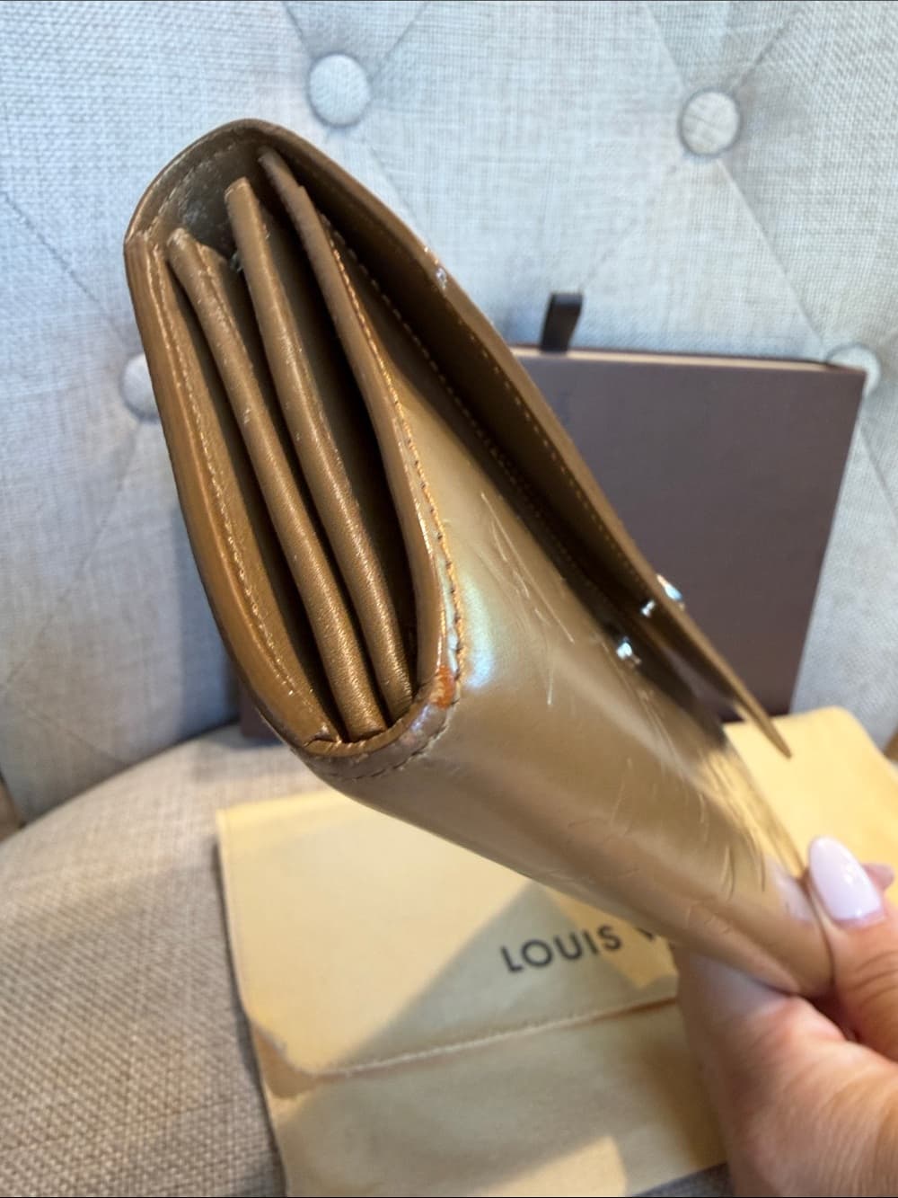 LOUIS VUITTON MONOGRAM MATTE Vernis BRONZE LONG WALLET Rare Finish w Box & Dusty - Thumbnail 7