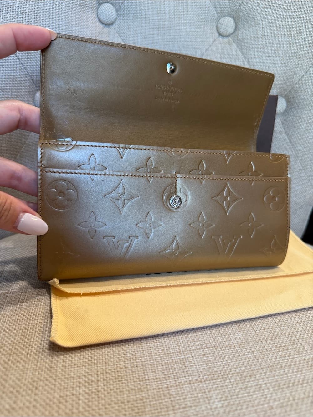 LOUIS VUITTON MONOGRAM MATTE Vernis BRONZE LONG WALLET Rare Finish w Box & Dusty - Thumbnail 6