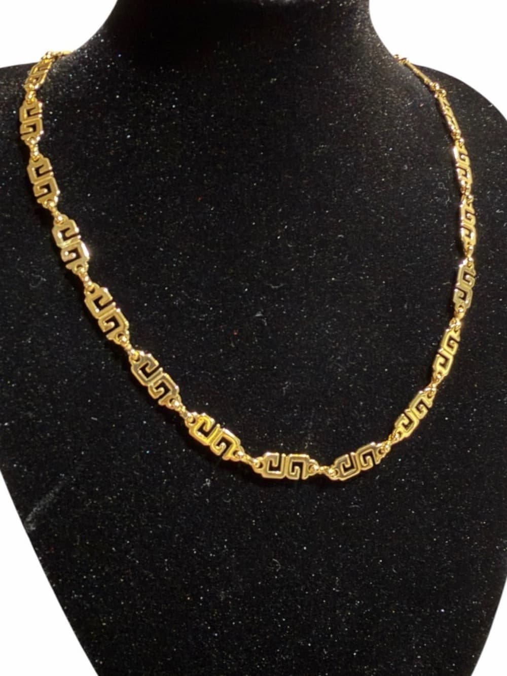 GIVENCHY Vintage Gold Plated Double G Greek Key Link Choker Necklace Stamp Paris - Thumbnail 5