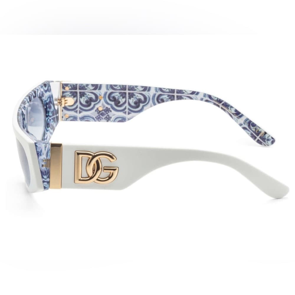 NEW Dolce & Gabbana White Blue Maiolica Italian Tile Designer Sunglasses & Box - Thumbnail 2