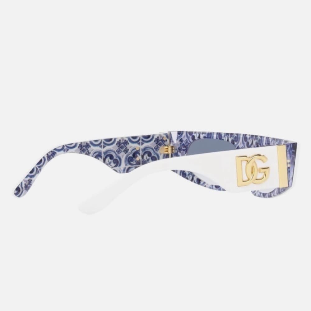 NEW Dolce & Gabbana White Blue Maiolica Italian Tile Designer Sunglasses & Box - Thumbnail 3