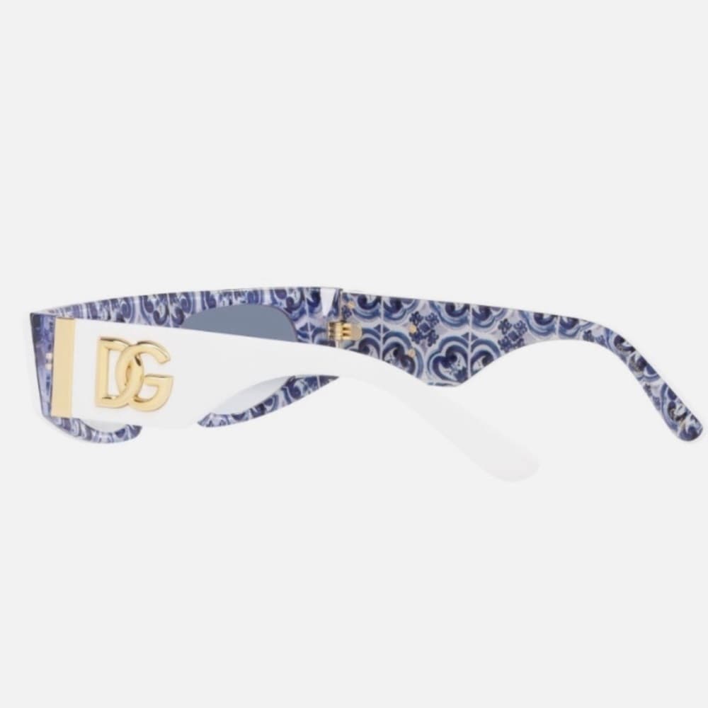 NEW Dolce & Gabbana White Blue Maiolica Italian Tile Designer Sunglasses & Box - Thumbnail 4