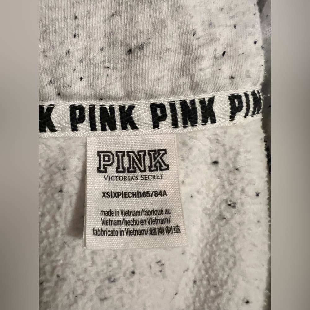 EUC VS Victorias Secret PINK Front Pocket Sweater Marled Grey XS oversized - Thumbnail 7