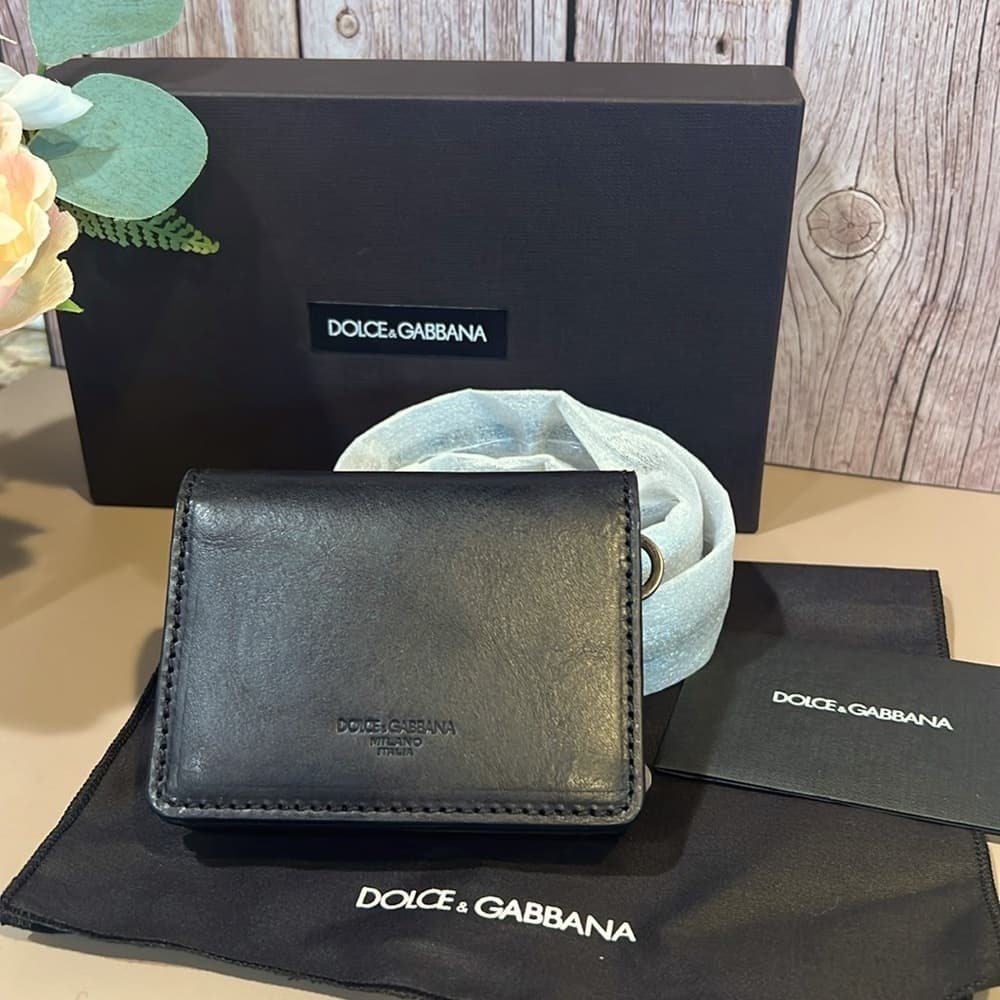 NEW DOLCE GABBANA D&G BLACK LEATHER CARD Crossbody Strap Wallet Shoulder Bag - Thumbnail 7