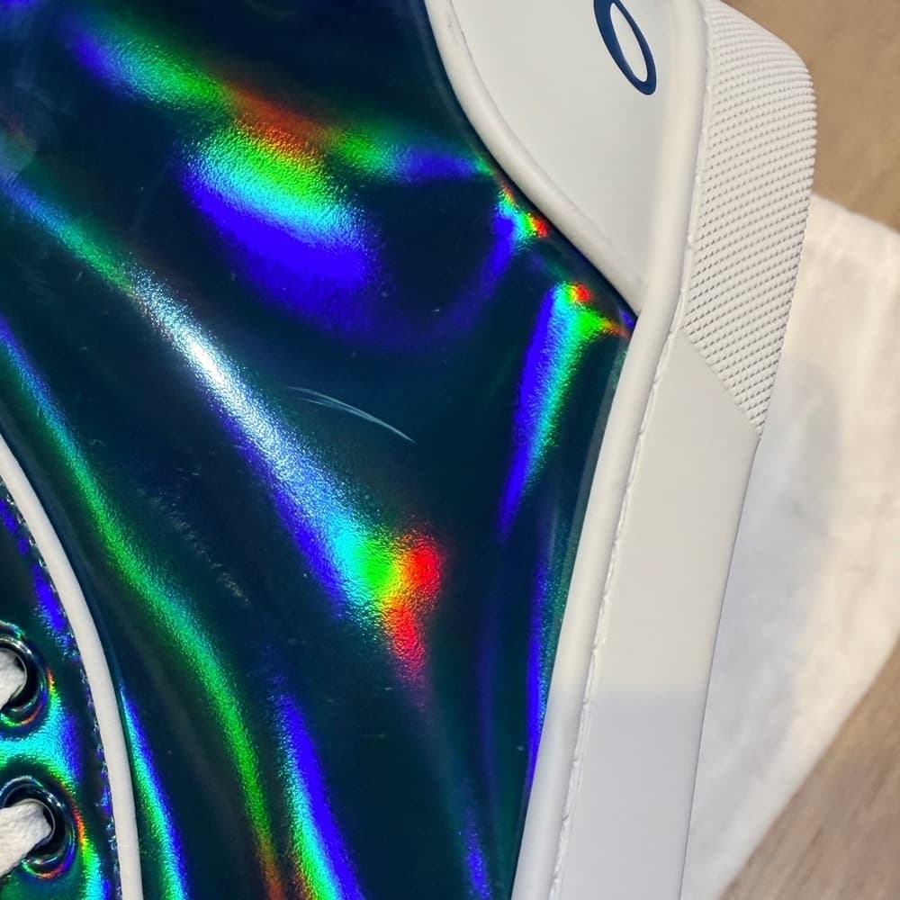 $995 CHRISTIAN LOUBOUTIN Patent Leather Blue Psychic Fun Hi Top Sneakers 41 EU 8 - Thumbnail 8