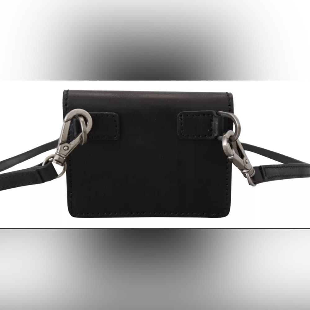 NEW DOLCE GABBANA D&G BLACK LEATHER CARD Crossbody Strap Wallet Shoulder Bag - Thumbnail 6