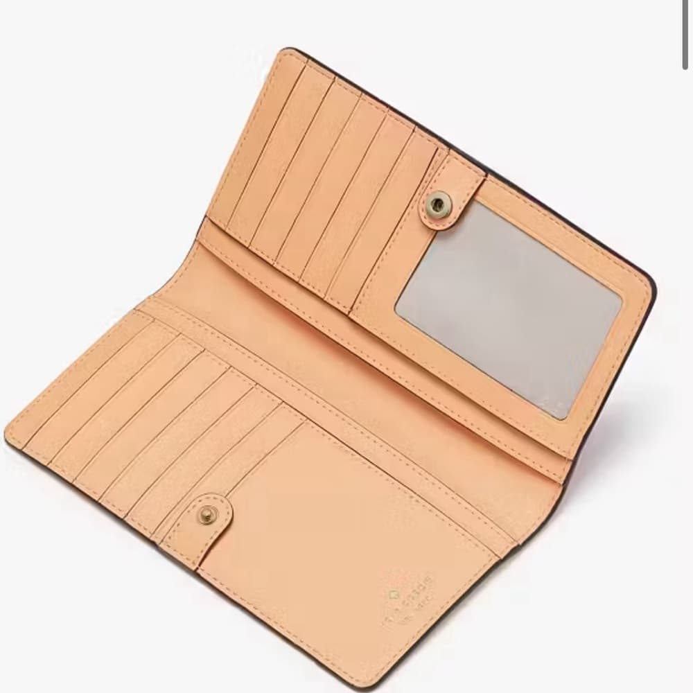 NEW 🦋 KATE SPADE Madison Large Slim Bifold Snap Card Coin Wallet Blossom Pink - Thumbnail 3