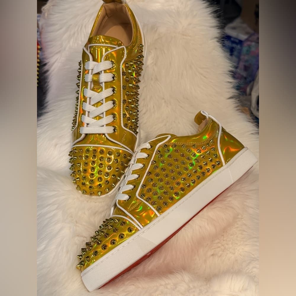 $995 CHRISTIAN LOUBOUTIN Patent Leather Psychic SPIKES Low-Tops 42.5 EU 9.5 US - Thumbnail 7