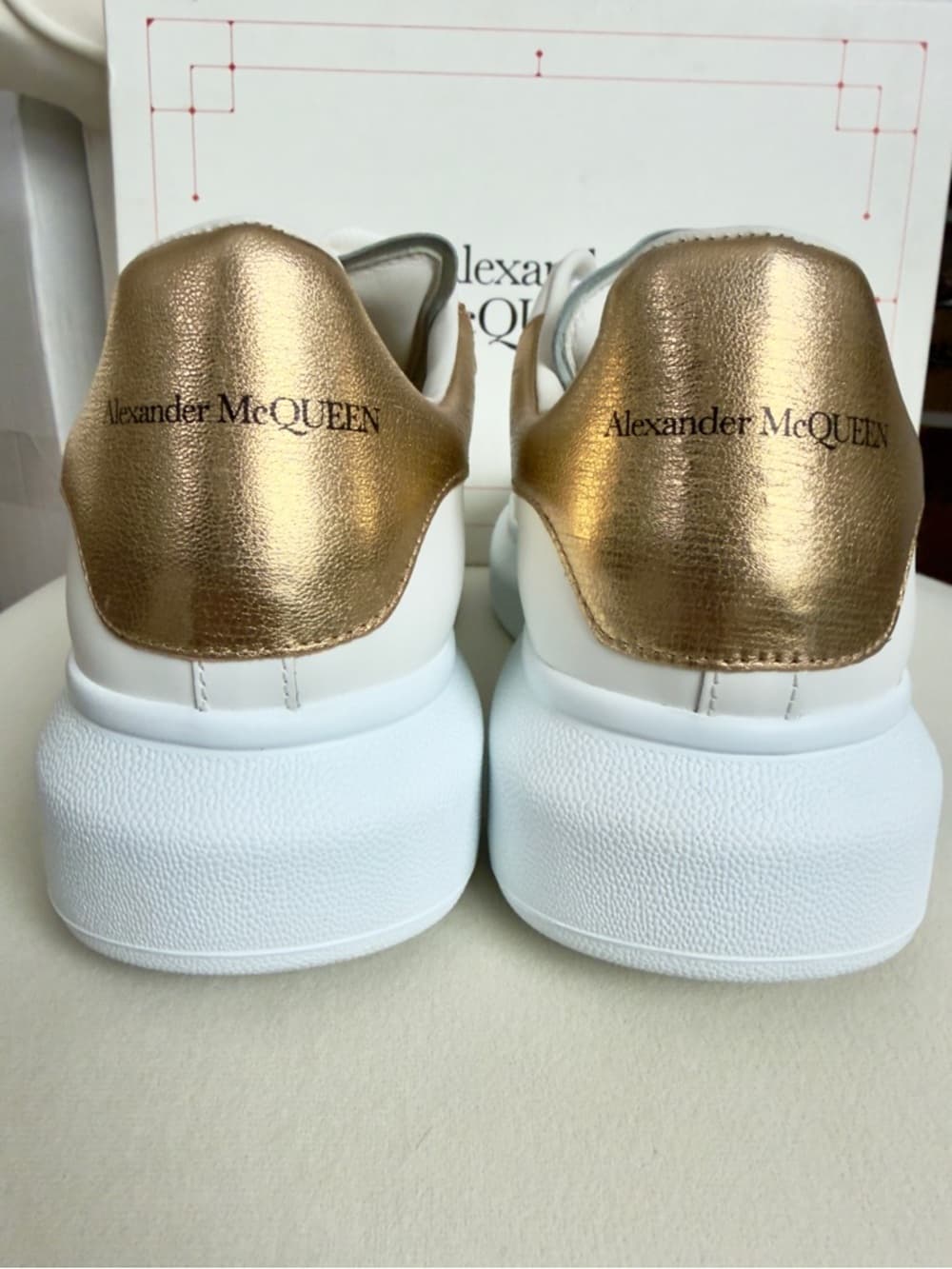 Alexander McQueen Oversized Larry Sneaker White Gold Men’s Leather 41 8 in Box - Thumbnail 10