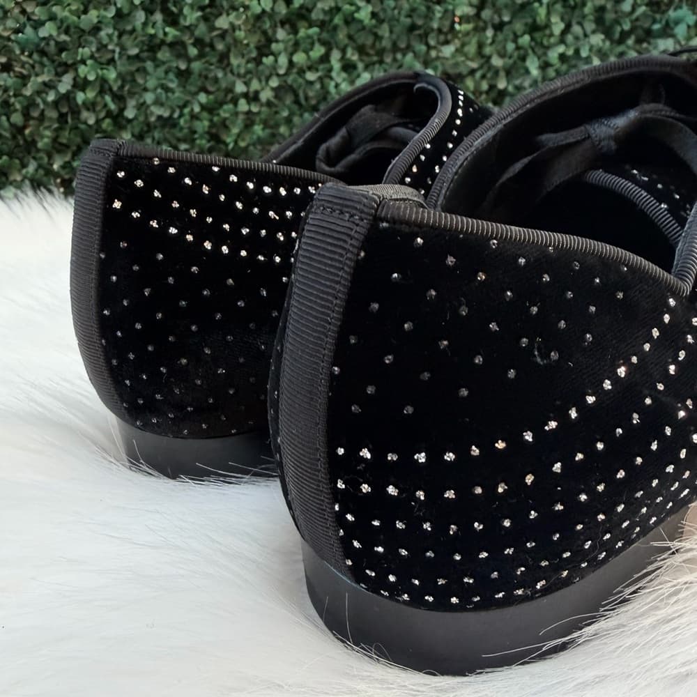 Christian Louboutin CL Greggy Chick Black Velvet Studded Ribbon Lace Size US 8.5 - Thumbnail 13