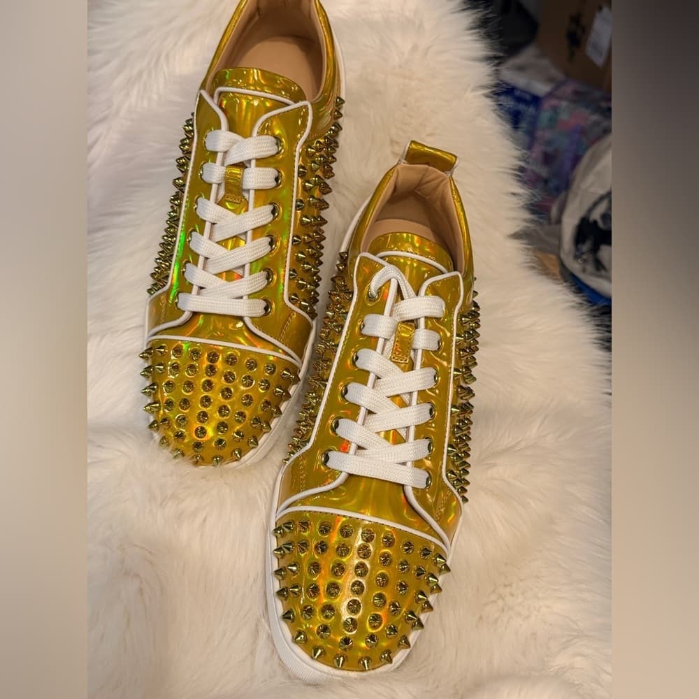 $995 CHRISTIAN LOUBOUTIN Patent Leather Psychic SPIKES Low-Tops 42.5 EU 9.5 US - Thumbnail 6