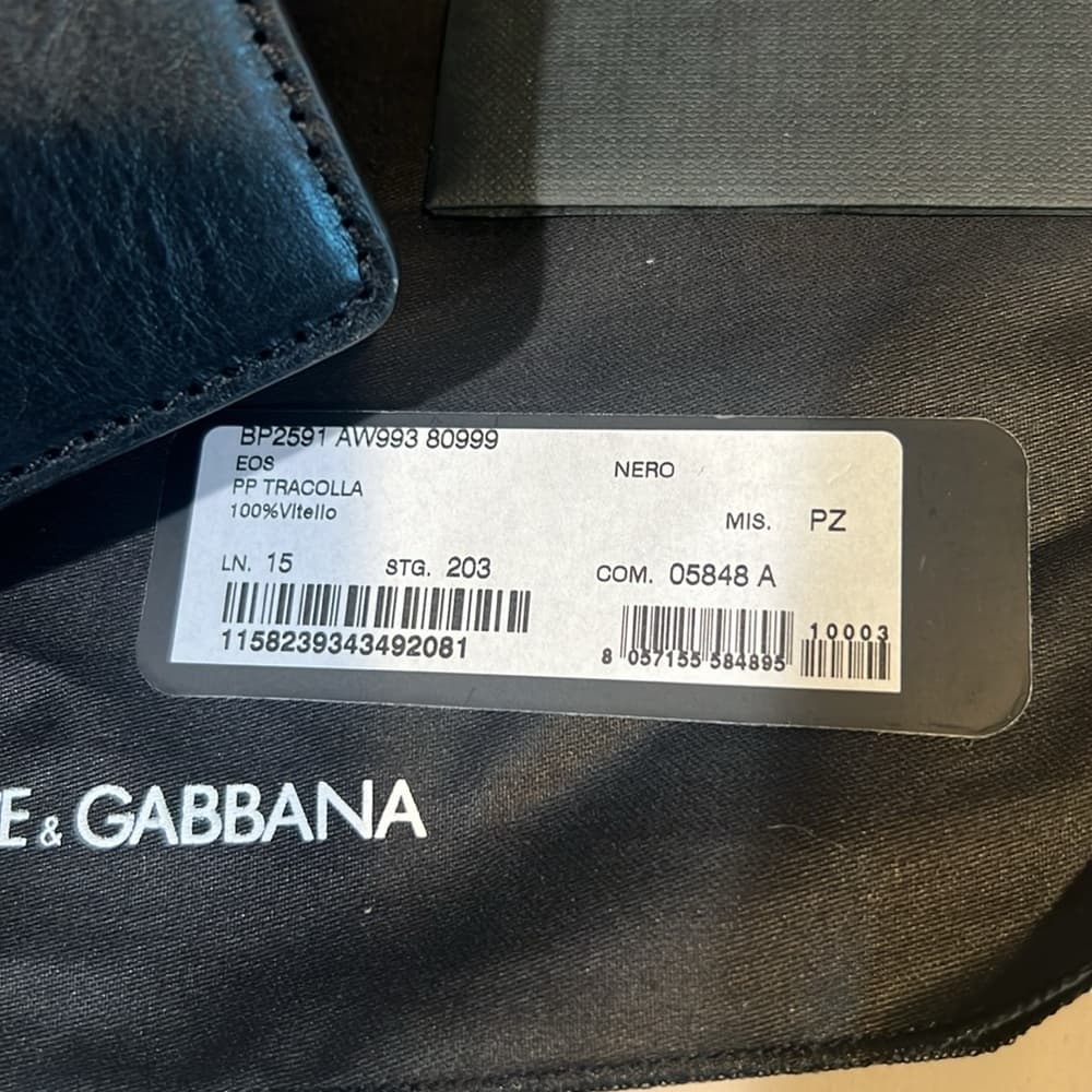NEW DOLCE GABBANA D&G BLACK LEATHER CARD Crossbody Strap Wallet Shoulder Bag - Thumbnail 12
