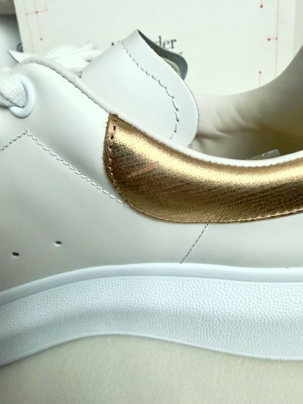 Alexander McQueen Oversized Larry Sneaker White Gold Men’s Leather 41 8 in Box - Thumbnail 13
