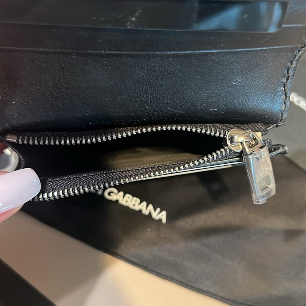 NEW DOLCE GABBANA D&G BLACK LEATHER CARD Crossbody Strap Wallet Shoulder Bag - Thumbnail 10