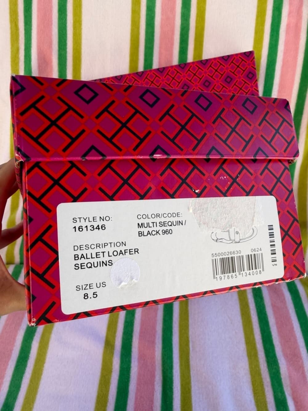 Tory Burch Ballet Mirror Sequin Navy Leather Trim Loafers US 8.5 Box NEW - Thumbnail 14