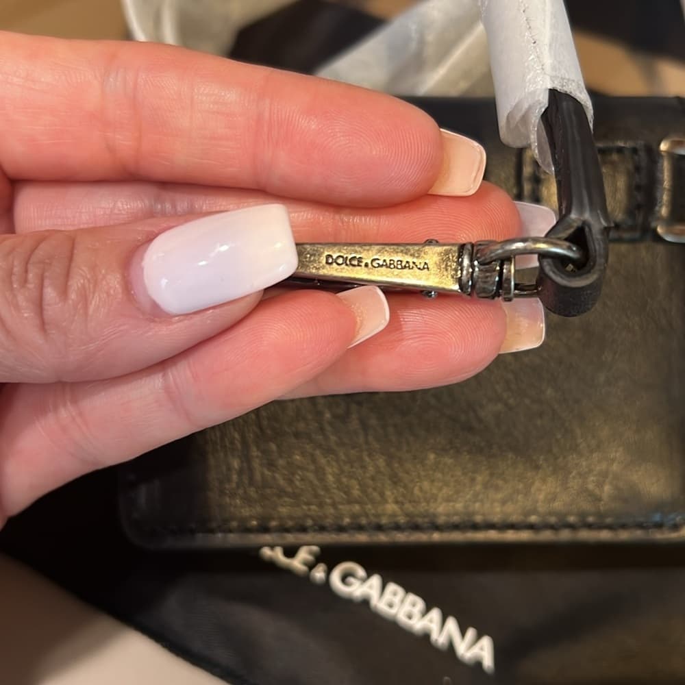 NEW DOLCE GABBANA D&G BLACK LEATHER CARD Crossbody Strap Wallet Shoulder Bag - Thumbnail 8