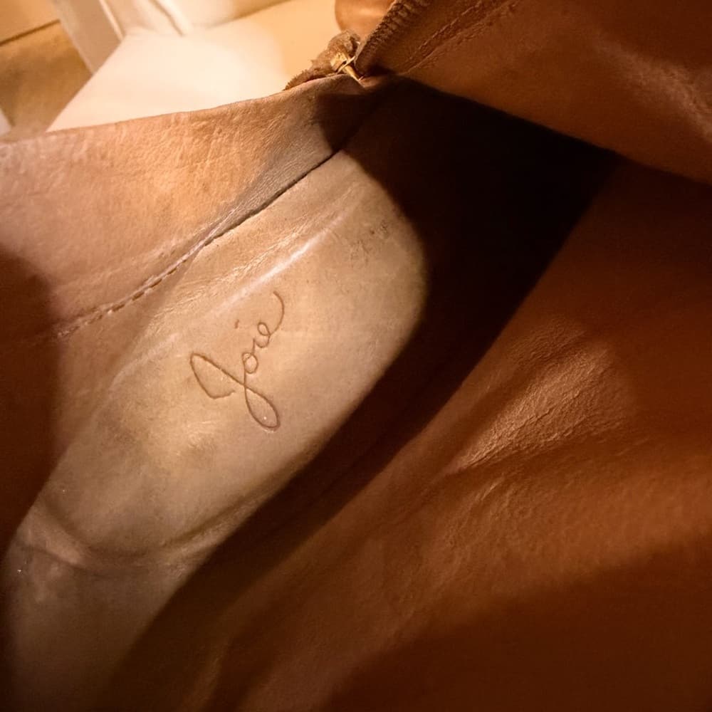 JOIE Dalton Cognac Tan Brown Suede Leather Stacked Heel Booties size EU 37 - Thumbnail 7