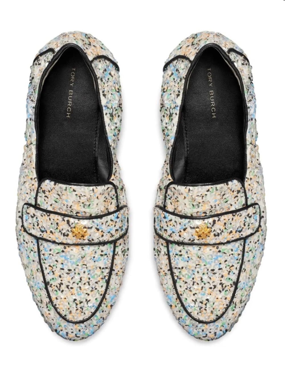 Tory Burch Ballet Mirror Sequin Navy Leather Trim Loafers US 8.5 Box NEW - Thumbnail 4